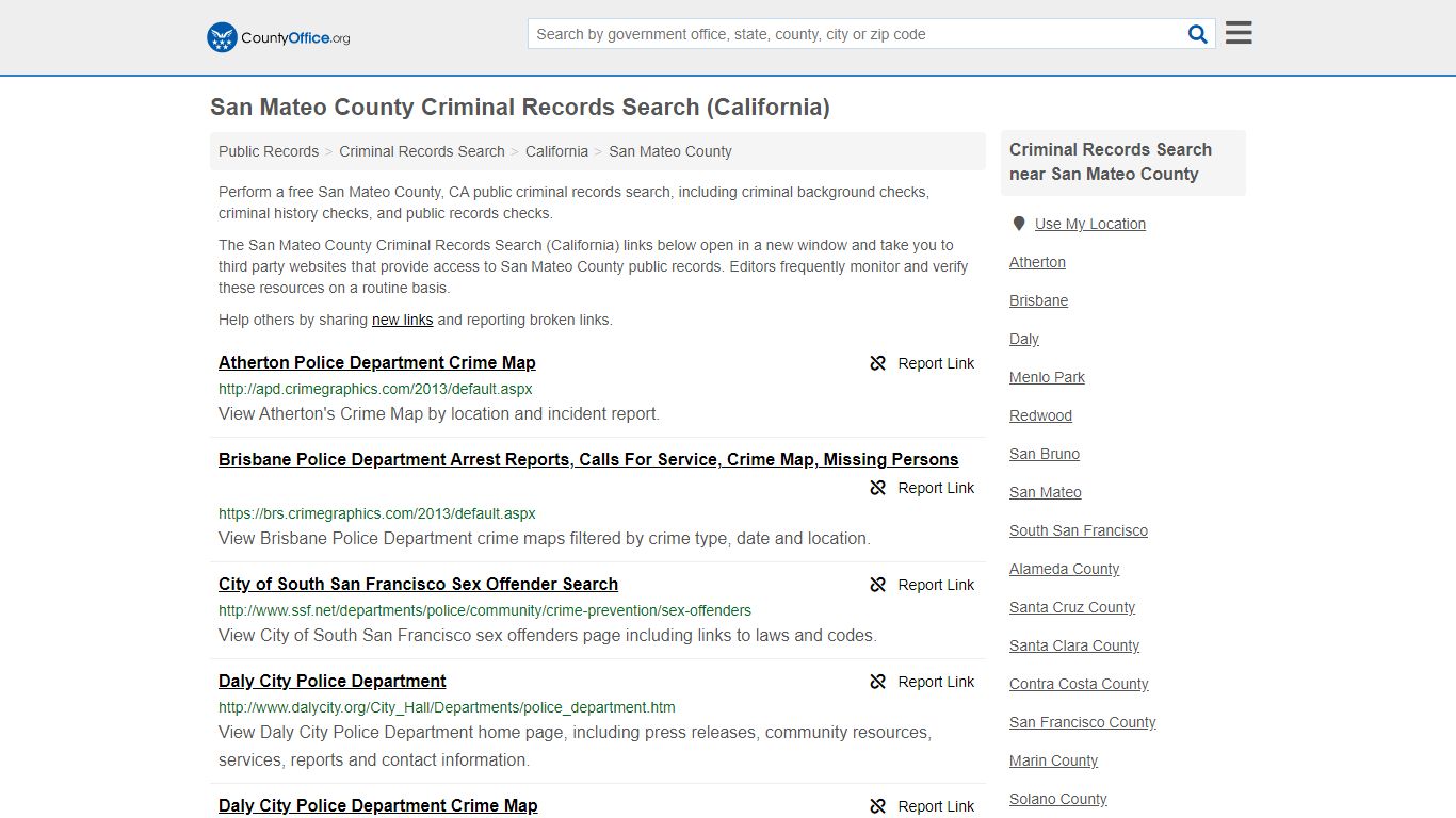 Criminal Records Search - San Mateo County, CA (Arrests ...