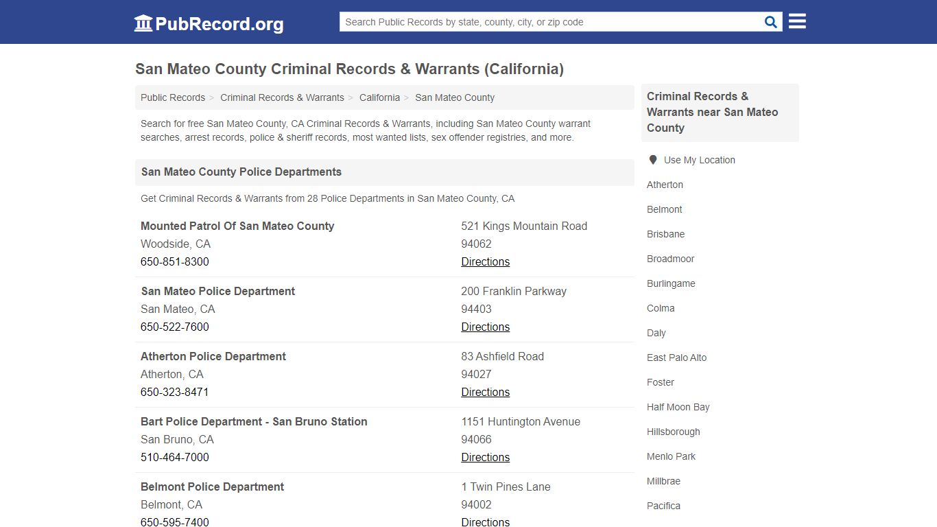 Free San Mateo County Criminal Records & Warrants ...